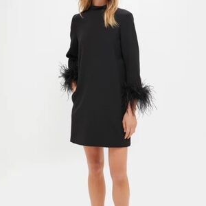 Tuckernuck Black Dress with Feather Cuffs